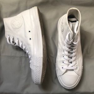 white leather monotone converse